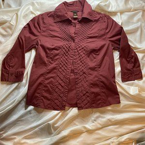 Multiples Medium Burgundy Ruffled Long Sleeve